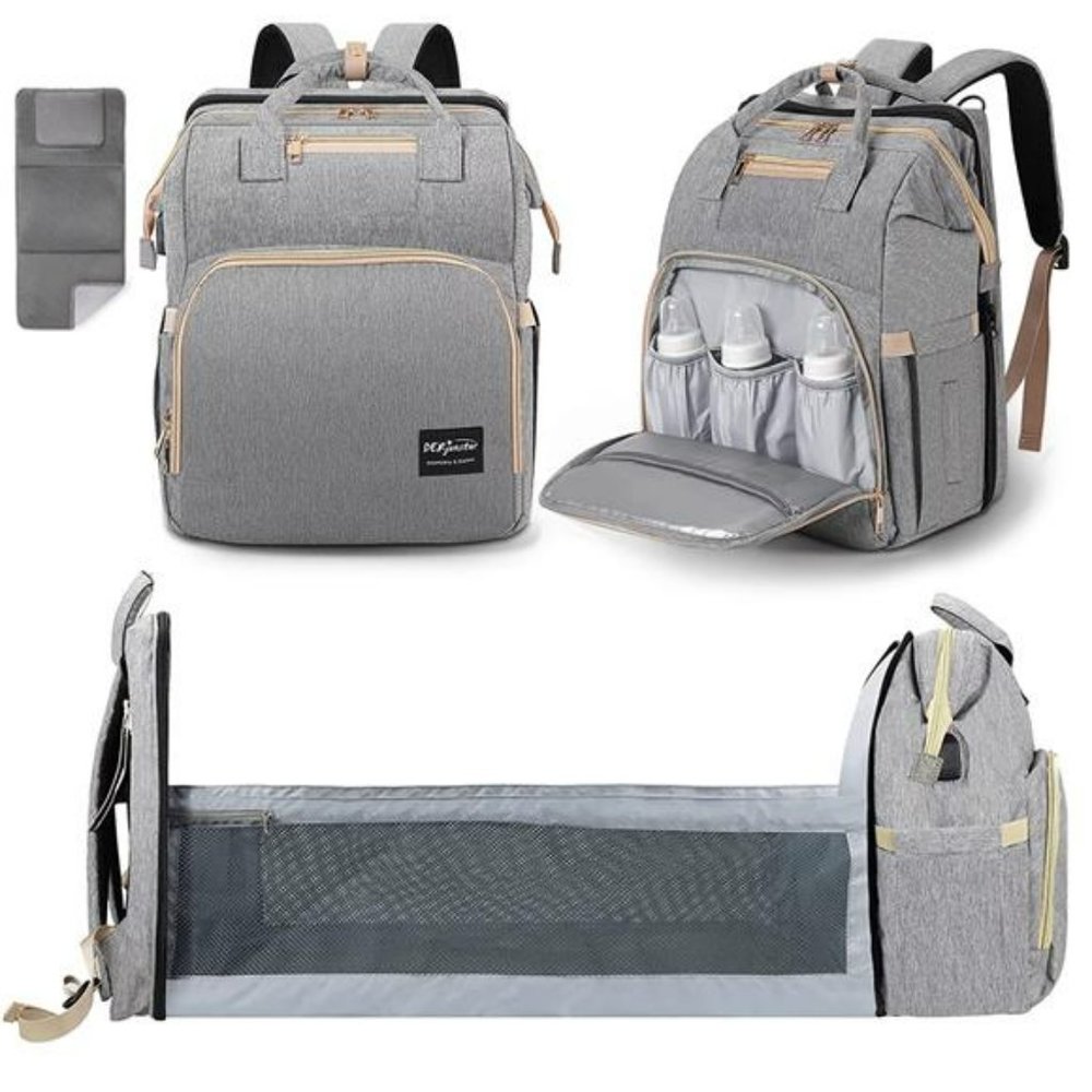 Baby Diaper Bags Multi functional Large Capacity, (Charcoal Grey)